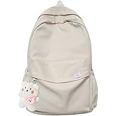 Eagerrich Aesthetic Backpack Cute Backpack School Supplies Laptop Bag for Teens Girls Women Students Solid Color