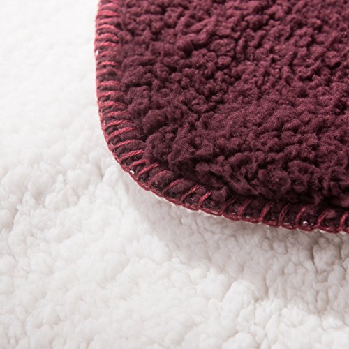 HYSEAS Sherpa Throw Blanket Burgundy and White - Super Soft Plush Cozy Warm Reversible Solid Blanket for Couch, Bed, Chair, Sofa - 50x60 Inch