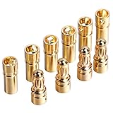 Blulu 30 Pairs Banana Plug Male Female Bullet Connector Replacements for ESC Battery and Motors, Golden (3.5 mm)