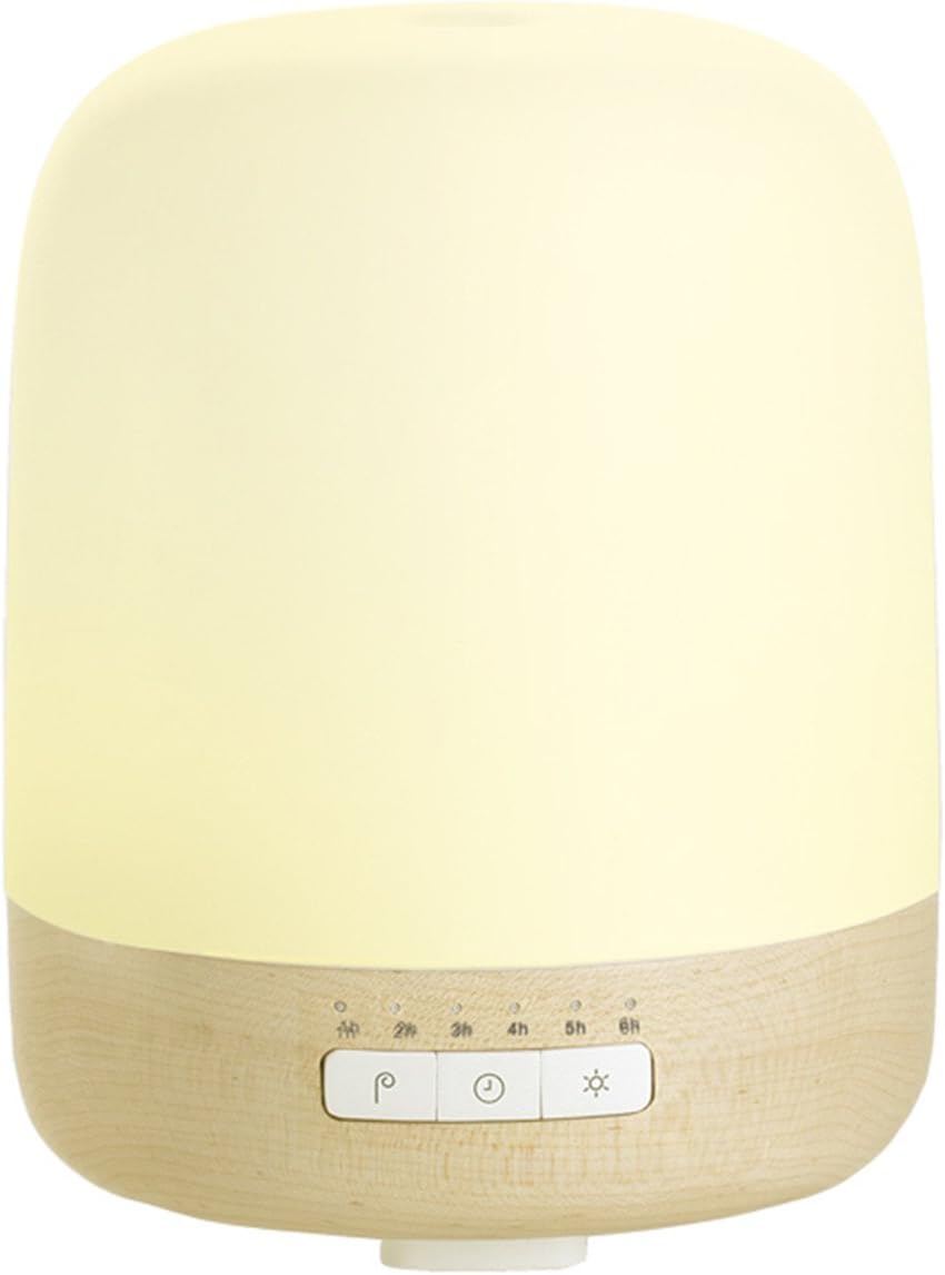 Emoi 2-in-1 200ml Cool Mist Humidifier Lamp, Real Maple Wood Base, Patent Single Room Essential Oil Aroma Diffuser, 7-Color LED Night Light, 1-6 Hour Timer Setting, for Home and Office.(H0028)