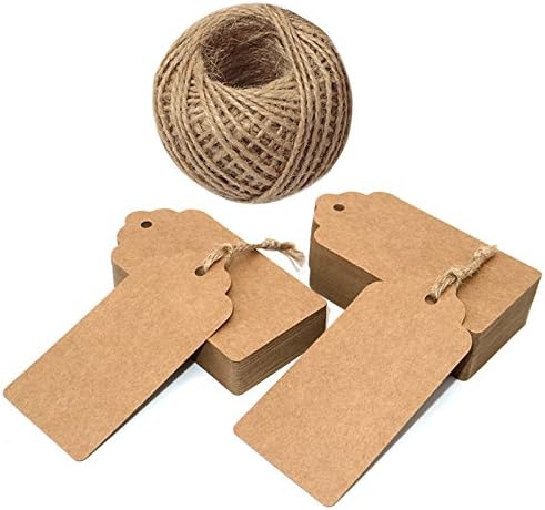 jijAcraft 200PCS Brown Gift Tags - Large Kraft Paper Tags, 10x5cm, with String for Christmas & Wedding Favours