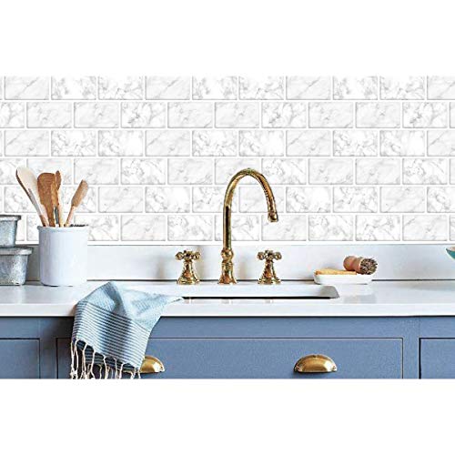 Longking Marble Look Peel And Stick Subway Tile Stick On Wall Tiles Self Adhesive Kitchen Backsplash Pack Of 10 Thicker Design Pricepulse