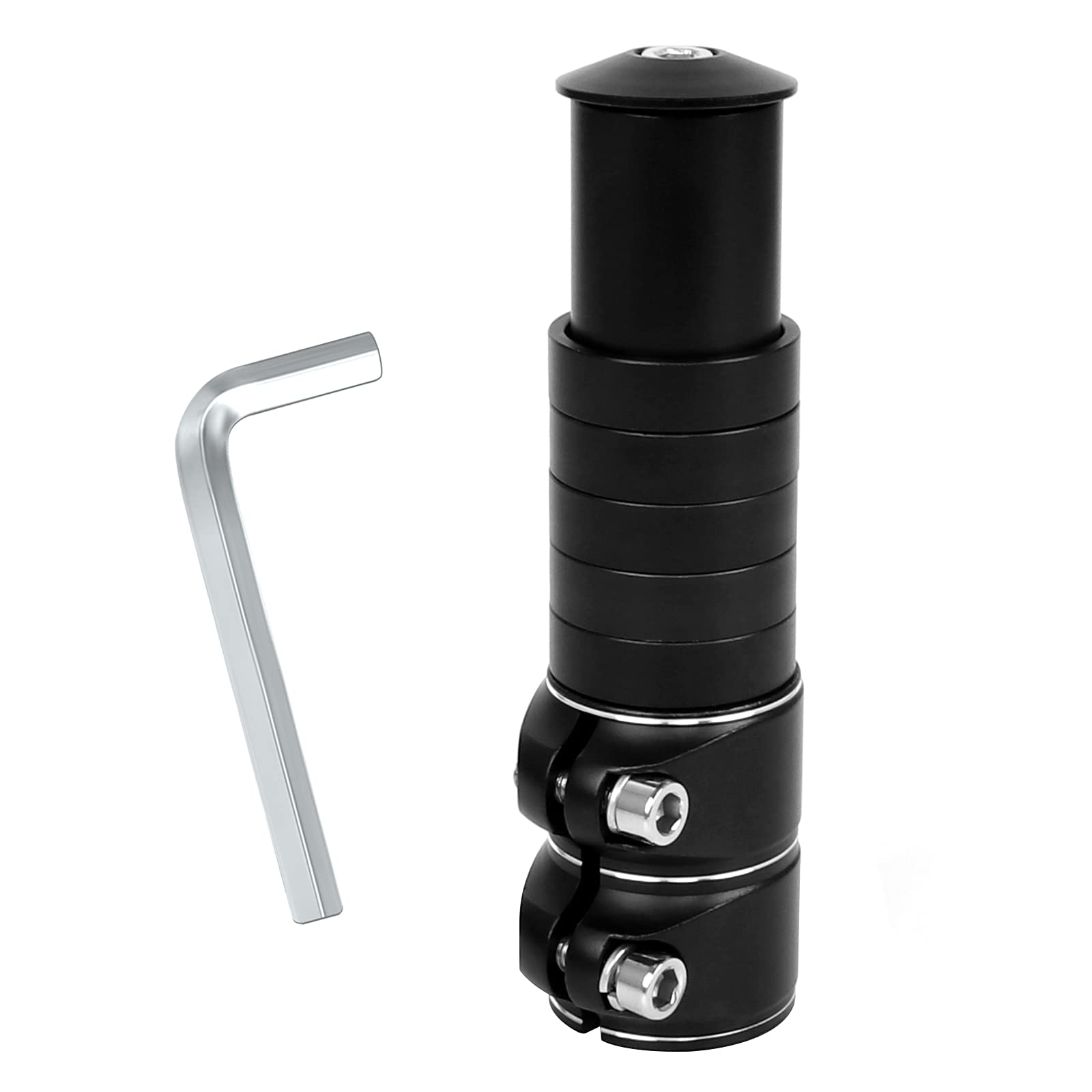 Jubaopen Bike Stem Riser Extender Black Bike Handlebar Riser Bike Stem Adapter Bicycle Bike Fork Stem Extender Aluminum Alloy Handlebar Riser for Bicycle Cycling Mountain Bike MTB