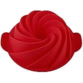 SHEbaking Silicone Fluted Pan Jello Mold Gelatin Molds Non-stick Baking Mold with Sturdy Handle Perfect for Cake, Jello, Mousse,Bread 9 inch