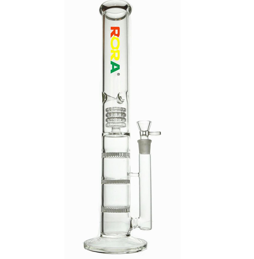 RORA 16inch Tall Water Bongs 18.8mm Big Glass Water Pipe with Bong Bowl Recycler Honeycomb Bongs (Clear)