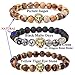MIKINI Jewelry Black Matte Agate Natural Onyx Stone Dragon Veins Agate Mens Womens Bracelets, Alloy Lion Head (Gold Lion - 3pcs)