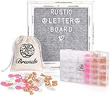 Letter Board - Rustic White Wood, Sorting Tray, 525 Precut White, Pink, Gold Letters, Numbers, Emojis, Gray Felt 10x10 Farmhouse Antique Vintage Frame Changeable Message, Stand, Cotton Bag JL Brands
