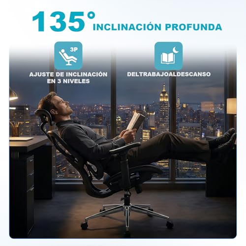 MELOKEA Office Chair, 200 kg, Ergonomic Test Winner, Adjustable Lumbar Support 9P, Armrest 4D + Magic, Office Chair EN12520
