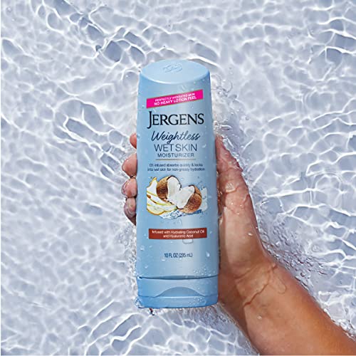 JERGENS WET SKIN BODY LOTION WITH COCONUT OIL, IN SHOWER LOTION FOR DRY SKIN, FAST-ABSORBING, NON-STICKY, DERMATOLOGIST TESTED, 10 OUNCE