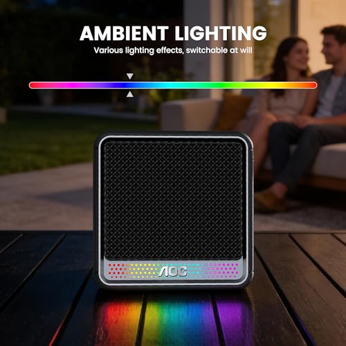 AOC ACS2311 Caixa de Som Portátil, Caixa de Som Bluetooth, à Prova d'Água IPX5, 12 Horas de Reprodução,Som Limpo e Potente, Emparelhamento Estéreo Sem Fio, Ideal para Casa e Viagens