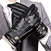 Mens Touchscreen Texting Winter PU Leather Gloves Driving Outdoor Long Fleece Lining (9.5, Black)