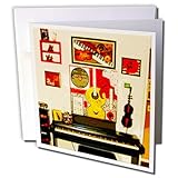 3dRose A musical wall near an electrical piano in a