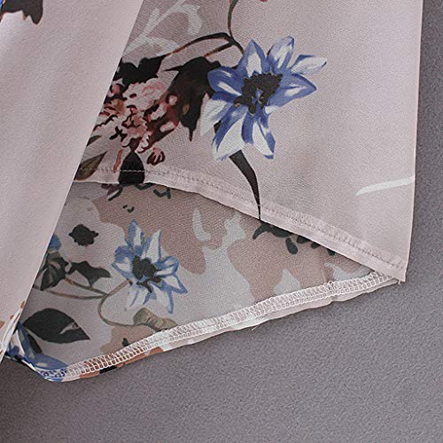 Besooly Women Cardigan Floral Print Chiffon Shawl Kimono Top Loose Plus Size Shirt Coat Bohemia Long Shirt Blouse (M, Pink) - Thumbnail 4