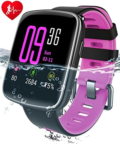 FLDOLPH Smart Watch with 1.54 inch TFT HD LCD Display Waterproof IP68 Water Resistant for Swimming Hear Rate Pedometet Sports Bluetooth Smartwatches Compitable for iOS and Android Smartphones (Pink)