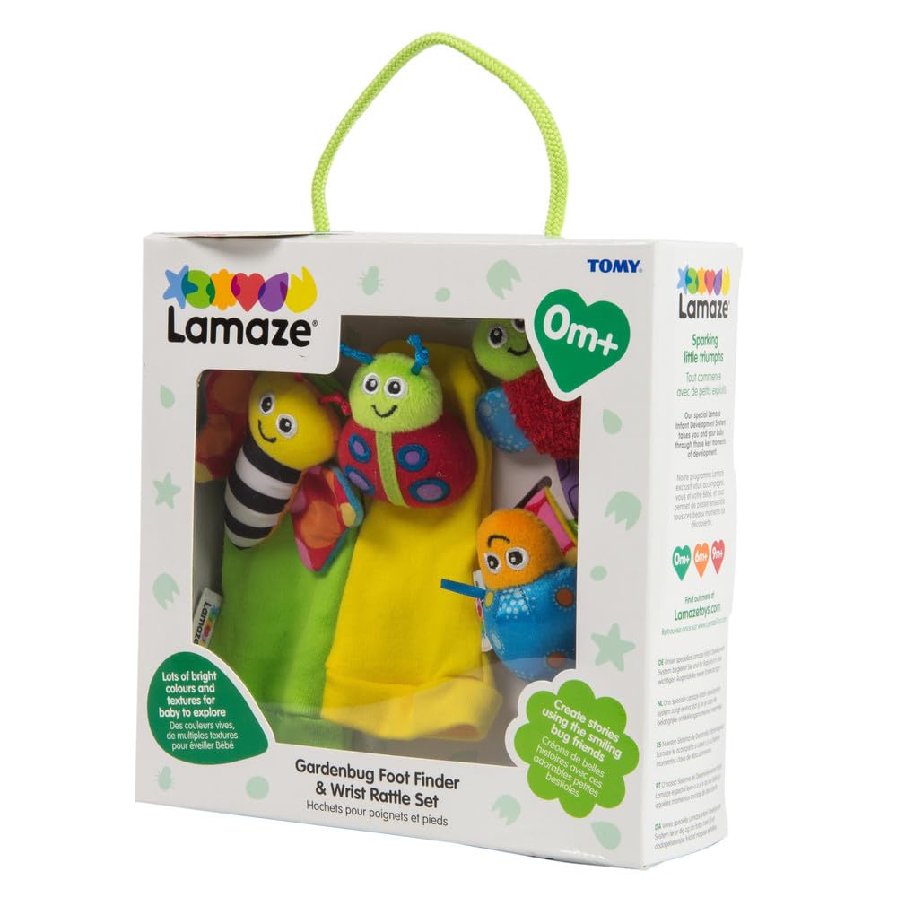 LAMAZE Gardenbug Wrist Baby Rattle Toy Baby Gift Set, Cute Foot Finder Baby Toy with Sensory Stimulation, Suitable for Boys & Girls From 0 - 6 Months, Styles May Vary LC27634