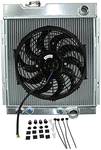 NileRoyal 3 ROW RACING FULL ALUMINUM RADIATOR FOR 1964-1966 FORD MUSTANG V8 I6 MT with MANUAL TRANSMISSION ONLY + 14" FAN