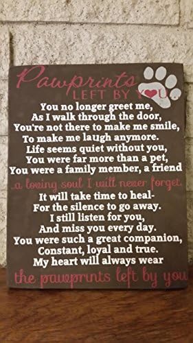 gifts for dog lovers - dog print - rustic wood sign - pawprints left by you - pet memorial plaque - custom wood sign - hand painted sign