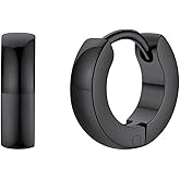 FaithHeart Stainless Steel Black/Silver/Gold Hoop Earrings for Men - Hypoallergenic Small Huggie Hoop Earrings Lightweight Sleeper Earrings Waterproof Cartilage Piercing Jewelry Gift 7-16mm