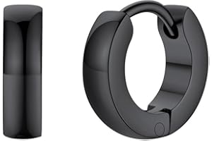 FaithHeart Stainless Steel Black/Silver/Gold Hoop Earrings for Men - Hypoallergenic Small Huggie Hoop Earrings Lightweight Sleeper Earrings Waterproof Cartilage Piercing Jewelry Gift 7-16mm