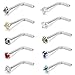 ORAZIO 10Pcs 20G Stainless Steel Nose Studs Rings Body Ear Piercing Jewelry Cubic Zirconia Inlaid