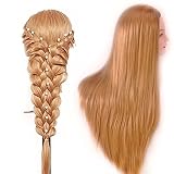 HAIREALM 26" Mannequin Head Hair Styling Training Head Manikin Cosmetology Doll Head Synthetic Fiber Hair (Table Clamp Stand Included) SC27P (SC2718P)