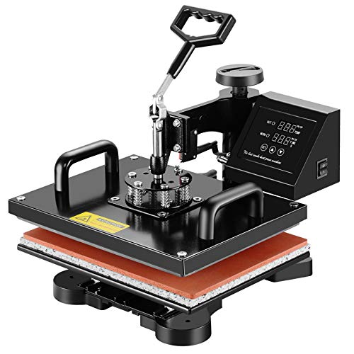 SUNCOO 6 in 1 Heat Press Machine Professional Digital Transfer Sublimation Hot Pressing Machine- Swing Away,Multifunction T-Shirt/Mug/Hat Plate/Cap Press,15x15" Combo Kit