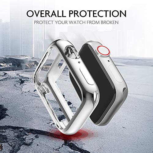Marge Plus Compatible with Apple Watch Band 38mm 40mm with Case, Women Bling Wristband for iWatch Series 5 4 3 2 1 Metal Stylish Strap, Silver - Thumbnail 3