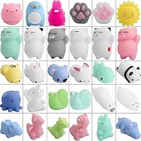 Hicdaw 30 Pcs Mochi Squishy Toys Mini Kawaii Animal Squishy Stress Relief Toys Seal Cat Pig Elephant Tiger Rabbit Panda Squishy(30PCS)