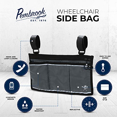 Pembrook Wheelchair Side Bag with Pouches Great for Electric