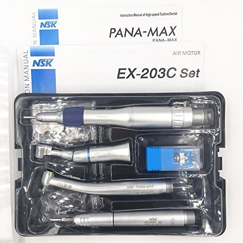 N.S.K Style Low Speed Hand Kit Contra Angle Air Motor EX-203 Kit + Air Scaler Sonic Perio Hygienist Dental Descaler (2Hole)