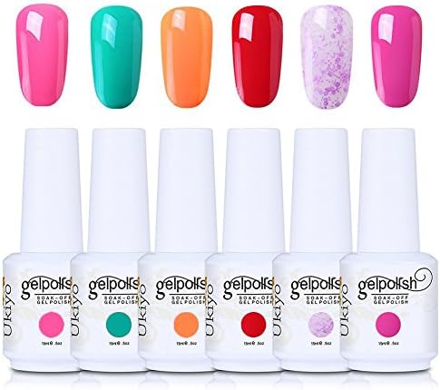 Gel Nail Polish Set UV Gel Nail Polish Nail Soak Off Gel Polish 6PCS 15ml by Ukiyo (#6)