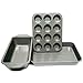 casaWare Toaster Oven 3pc Set (Baking, Loaf and Mini Muffin Pan 12 Cup) (Silver Granite)