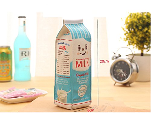 BONTOUJOUR 2 Pcs Cute Milk Box Pattern Pencil Box Crochet Hook Knitting Needle Case Pencil Bag Pocket (1 Red+1 Blue)