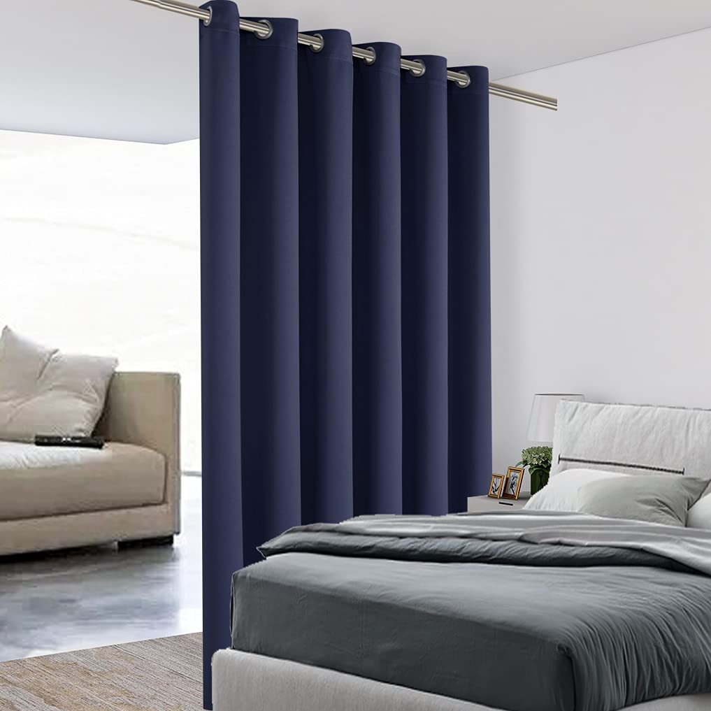 Photo 1 of BONZER Room Divider Curtain Total Privacy Wall Wide Thermal Insulated Blackout Curtains for Slide Window, 96L x 70W Inch (8L x 5.8W ft), 1 Panel, Navy