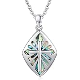 YEESIA Cross Necklace for Women 925 Sterling Silver Abalone/Opal Shell Cross Pendant Necklace Religious Birthday Christmas Jewelry Gifts for Her