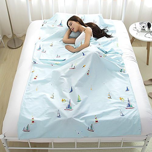 Xshelley Light weight Warm Roomy 100% Cotton Sleeping Bag Liner Sleep Sack Convenient for Travel,Camping Sheet, Youth Hostels, Picnic (blue90x47)