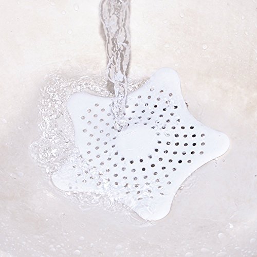 Awekris Shower Drain Hair Catcher, Hair Stopper for Bathroom Bathtub and Kitchen, Rubber Sink Strainer,White & Blue Starfish Shaped (4 Pack) - Thumbnail 6