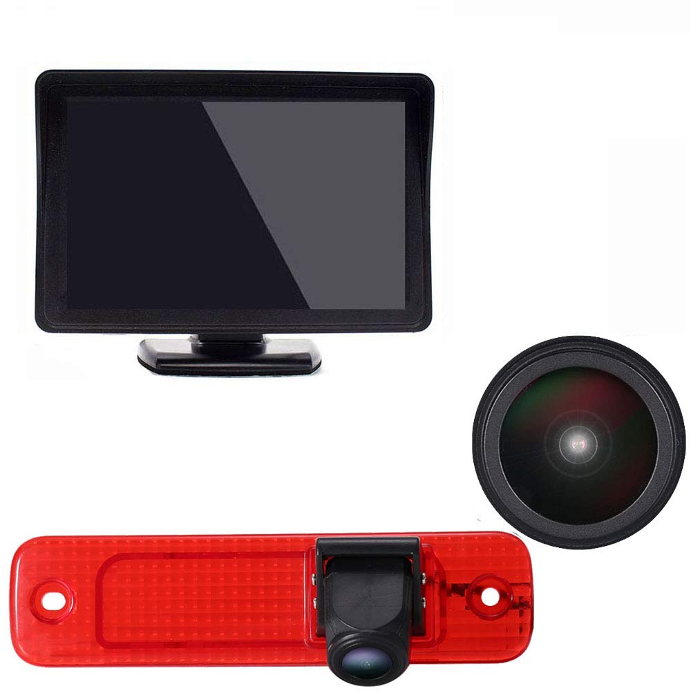 〔Rear View Camera Kit〕4.3 Inch TFT LCD Screen Monitor + Car HD waterproof 3rd Brake Light Reverse Camera for Ford Transit Rear Door Van Van 3 Bj 04.2006-01.2009