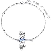Dragonfly 925 Sterling Silver Bracelet with Birthstone Crystal for Women Dragonfly lover Dainty Bracelet Anniversary Mother’s Day Birthday for Mom Daughter Sister