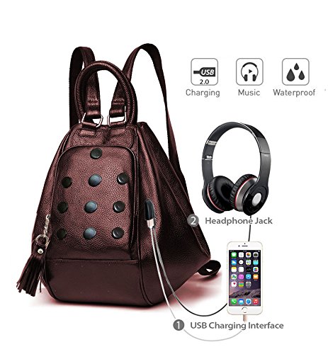 fab deals 3 way use girls stylish designer shoulder bag and brown backpack with usb charging port or aux port for music gifts