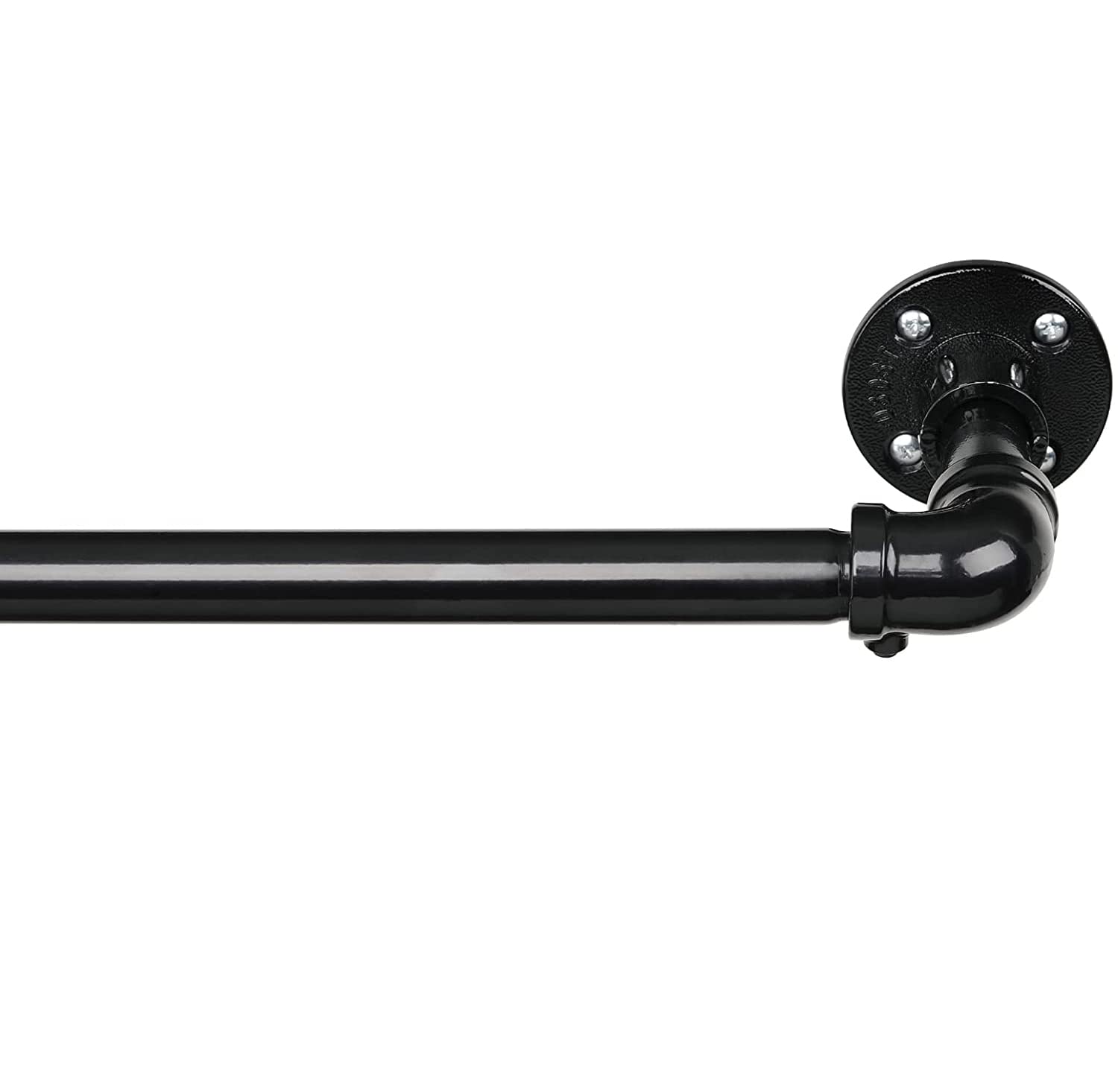 Industrial Style Curtain Pole 81-144 cm Curtain Rod for Windows with Flange Head Made of Stainless Steel, Curtain Rod Adjustable Decorative Windows for Kitchen Bedroom Window / Black