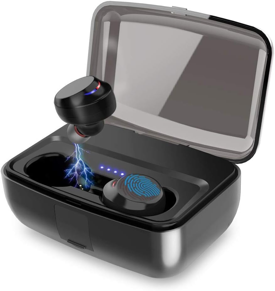 [Updated Version] Wireless Earbuds Bluetooth Headphones iPX7 Waterproof 80H Cycle Play Time, 3000mAh Bluetooth 5.0 Auto Pairing Wireless Earphones Bluetooth Headset with Charging Case (Black)