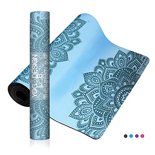 YOGA DESIGN LAB | The Infinity Mat | Luxurious Unique Non-Slip Design Provides Unparalleled Grip to Support and Align You Beautifully | Eco-Friendly | 4 Colors | w/Carrying Strap! (Mandala Aqua,)