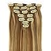 Clip in Remy Extensions 100% Real Human Hair Extension 12/613# honey bleach blonde 18inches 70g