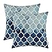 CaliTime Cushion Covers Cushion Cover Pack of 2 Cosy Cushion Covers for Couch Bed Sofa Hand Painted Colourful Geometric Grid Chain Print 45 cm x 45 cm Main Grey Navy Blue