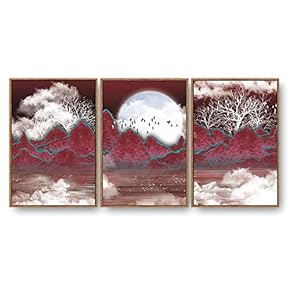 3 Piece Framed Canvas Home Artwork Decoration Abstract Nature Landscape Canvas Wall Art for Living Room, Bedroom - 16"x24"x3 Panels