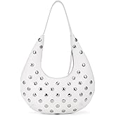 Studded Purse Y2k Bag Small Shoulder Bags for Women Trendy Crescent Studded Handbag Hobo Underarm Bag