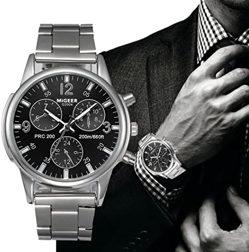 Omfeng Fashion Man Crystal Stainless Steel Analog Quartz Wrist Watch