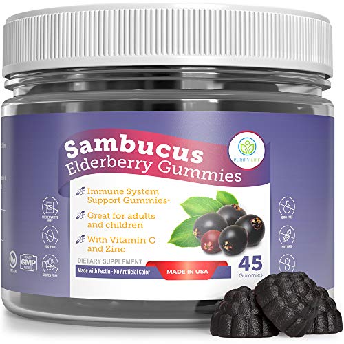 Elderberry Gummies for Kids & Adults Sambucus, Vitamin C and Zinc (45
