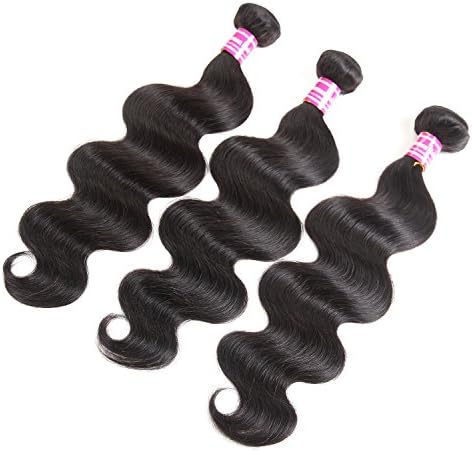 Body Wave Hair Unprocessed Human Virgin Hair Extensions Weave 3 Bundles Brazilian Body Wave Natural Black (16 18 20)
